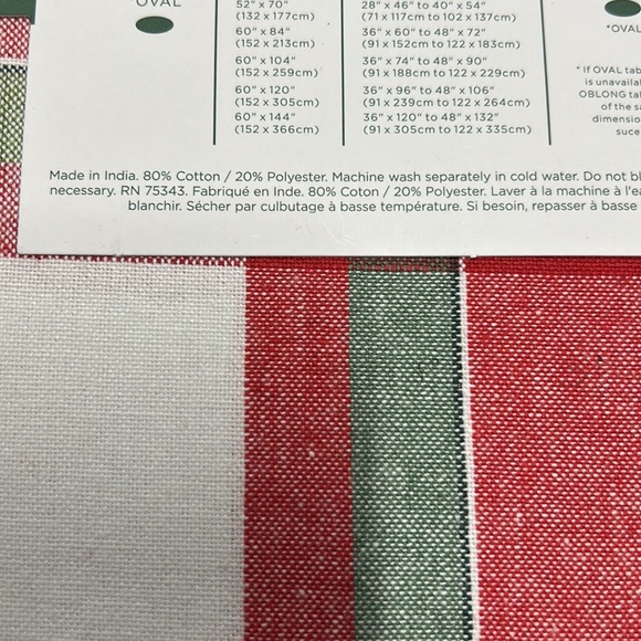Farmhouse Rachel Ashwell Christmas Red Green Tablecloth Plaid 60”x84” Oblong - Picture 2 of 2